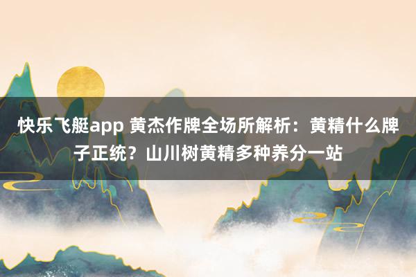 快乐飞艇app 黄杰作牌全场所解析：黄精什么牌子正统？山川树黄精多种养分一站