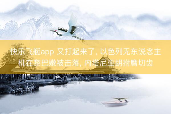 快乐飞艇app 又打起来了， 以色列无东说念主机在黎巴嫩被击落， 内塔尼亚胡拊膺切齿